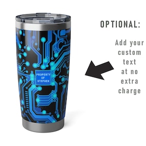 Blue Circuit Board Tumbler, circuit board travel mug, it gift, computer engineer mug, computer science, circuit board gift, programmer gift