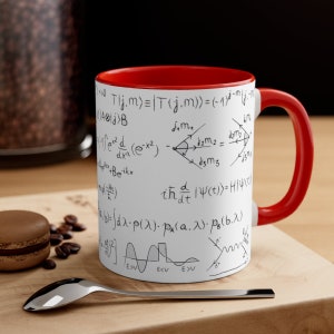 Caneca de Física Quântica - Equações, presente científico, caneca de quark, estudante de física, física de partículas, presente para professor de ciências, presente de formatura em ciências Red