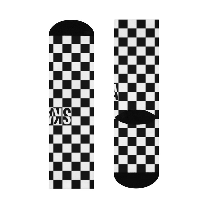 Ska Socks - Unisex, checkerboard pattern socks, music gift, ska gift, black and white socks, mod socks, music socks, rude boy rude girl gift image 6