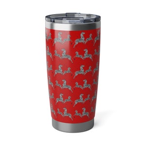 Margot Tenenbaum&#39;s Tumbler, Wes Anderson gift, red travel mug, hand drawn zebras, zebra print coffee mug, zebra pattern
