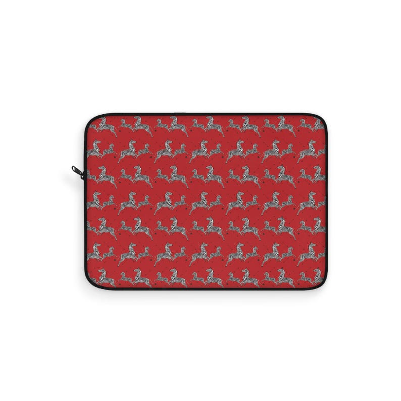 Margot Tenenbaum's laptop sleeve, Wes Anderson gift, zebra laptop case, red laptop bag, tablet sleeve, Scalamandre zebras, animal print case image 5
