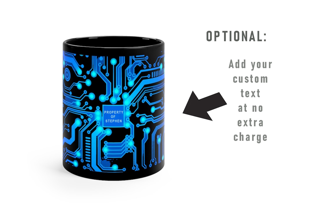 Blue Circuit Board Mug, Custom It Gift, Computer Coffee Mug, Computer ...