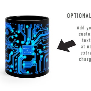 Blue Circuit Board Mug, custom it gift, computer coffee mug, computer engineer, computer science, circuit board gift, computer programmer