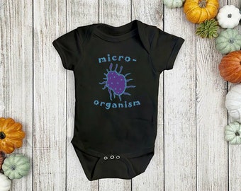 Grenouillère bébé micro-organisme, cadeau science bébé, tenue biologie bébé, biologie moléculaire, body bébé, cadeau biologiste, cadeau scientifique