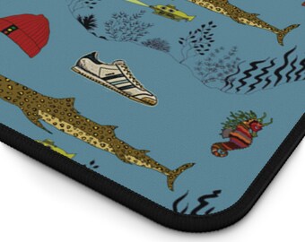 The Life Aquatic Desk Mat - Team Zissou, Wes Anderson gift, gaming mouse pad, computer desk mat, home and office decor, tech accessories