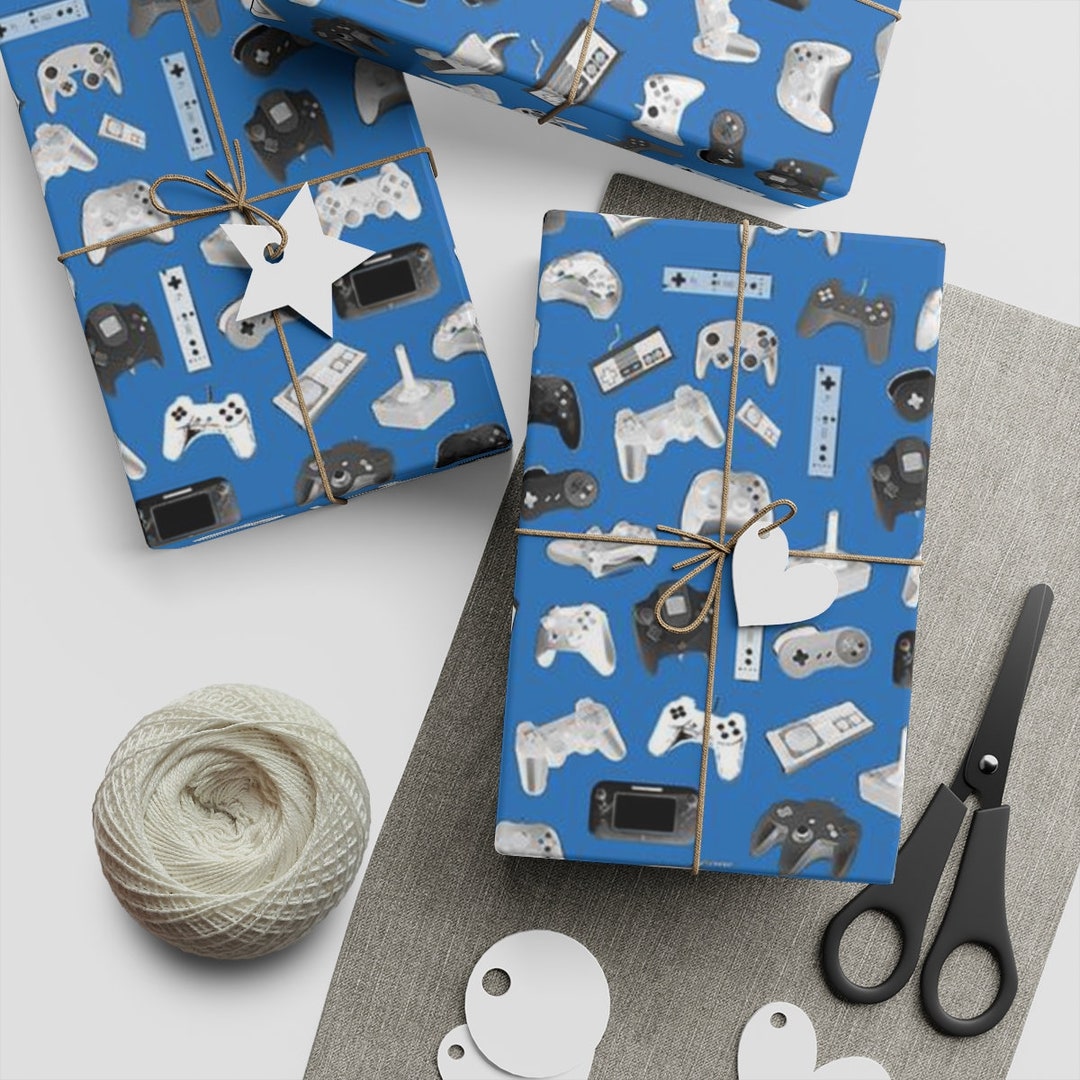 Gamer Wrapping Paper Game Controllers, Gamer Gift Paper, Joystick Gift