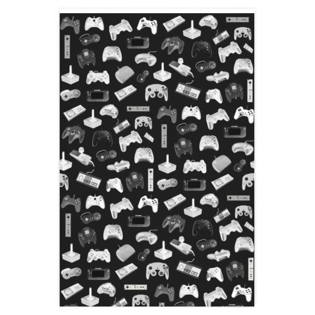 Gamer Wrapping Paper Game Controllers, Gamer Gift Paper, Joystick Gift