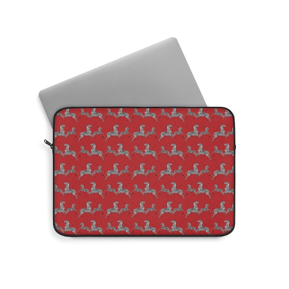Margot Tenenbaum's laptop sleeve, Wes Anderson gift, zebra laptop case, red laptop bag, tablet sleeve, Scalamandre zebras, animal print case