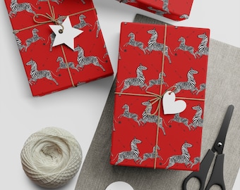 Margot Tenenbaum Zebra Wrapping Paper, Red Gift Wrap