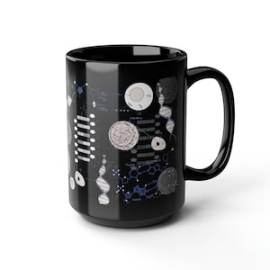 BIOLOGY Mug, DNA gift, genetics mug, science gift, biology major, black ceramic coffee mug, biologist gift, cell biology, geneticist gift
