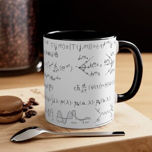 Caneca de Física Quântica - Equações, presente científico, caneca de quark, estudante de física, física de partículas, presente para professor de ciências, presente de formatura em ciências Black