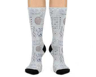 Biologie Socken, DNA/Genetik, Unisex Crew Socken, Wissenschaftssocken für Männer und Frauen, Biologie Hauptfach, Biologe Geschenk, Wissenschaftsgeschenk, graue Socken
