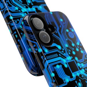 Blue Circuit Board phone case, personalized computer science gift, computer engineer, pcb design, hard case for iPhone, Samsung Google Pixel