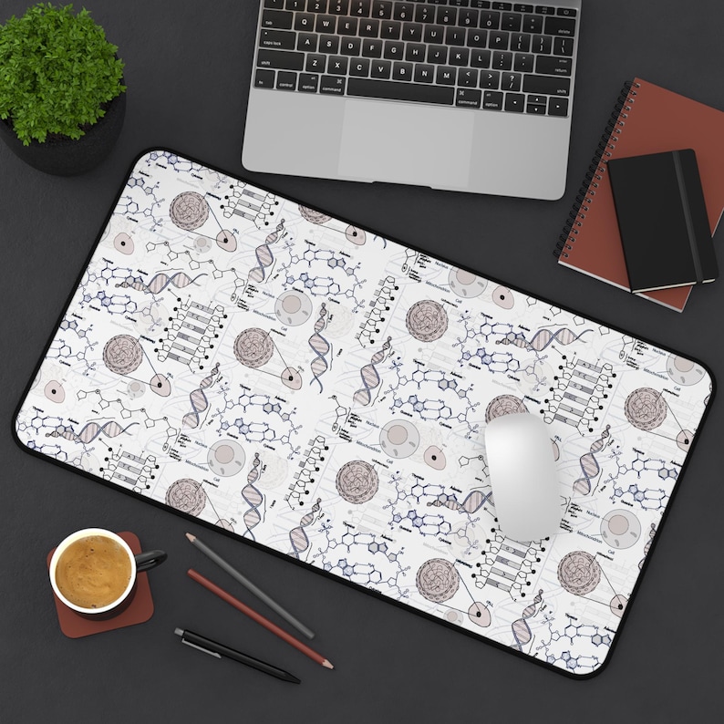 Biology Desk Mat - Genetics/DNA gift, science desk mat, mouse pad, desk accessories, computer desk mat, home and office decor, tech gift image 2
