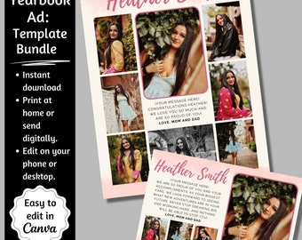Editable Senior Yearbook Ad Canva Template Bundle (Digital Download)