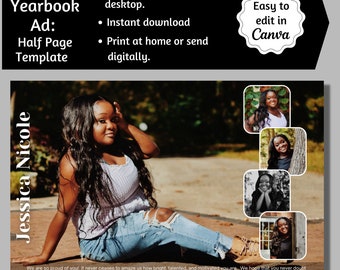 Senior Yearbook Ad, Half Page Senior Yearbook Ad, Senior Tribute Ad, Editable Yearbook Ad, Half Page Yearbook Template, Yearbook Ad Canva
