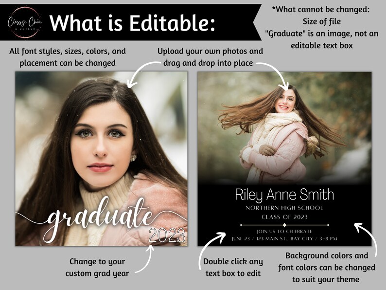 Editable Graduation Party Invitations, Graduation Invitation Canva