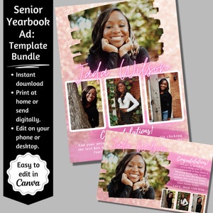 Senior Yearbook Template, Full Page Yearbook Ad, Yearbook Ad Template Half Page Canva, Senior Tribute Ad, Editable Yearbook Ad, Quarter Page