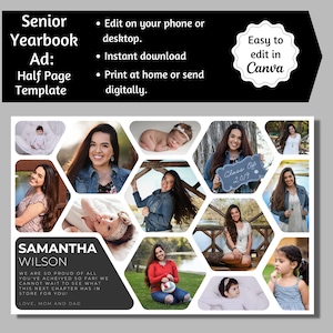 Senior Yearbook Ad, Half Page Senior Yearbook Ad, Senior Tribute Ad, Editable Yearbook Ad, Half Page Yearbook Template, Yearbook Ad Canva