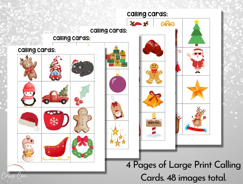 christmas-bingo-30-unique-bingo-cards-kids-christmas-etsy