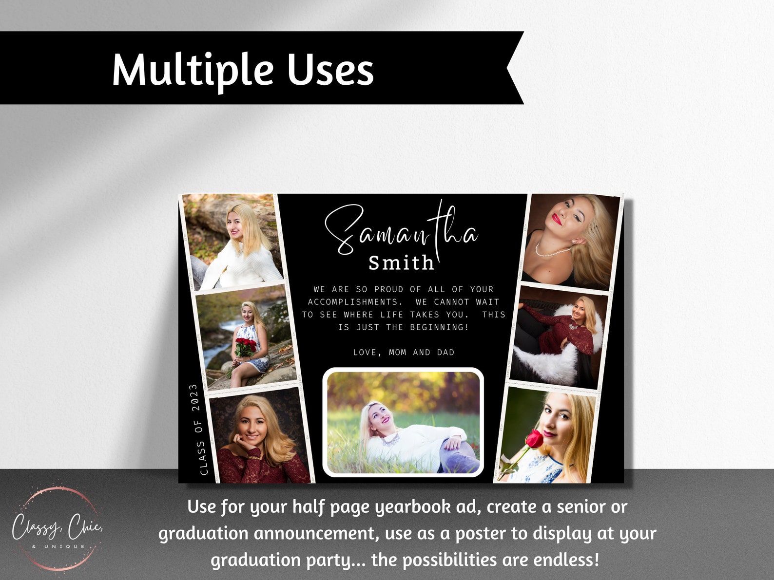 Half Page Senior Yearbook Ad, Editable Yearbook Ad, Half Page Yearbook ...