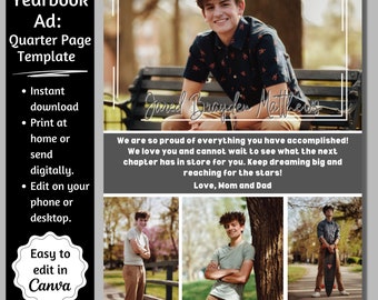 Senior Yearbook Ad, Quarter Page Senior Yearbook Ad, Senior Tribute Ad, Editable Yearbook Ad, 1/4 Page Yearbook Template, Yearbook Ad Canva