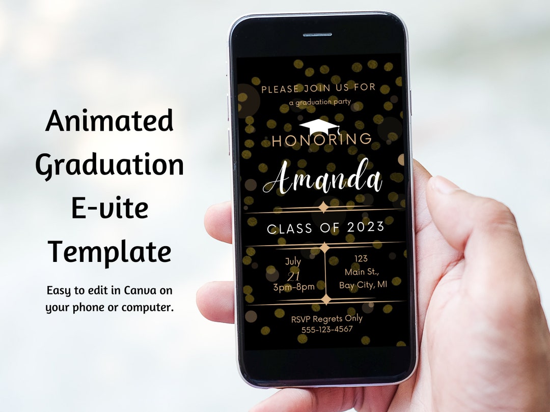 Animated Digital Graduation Party Invitations 2023 Grad Etsy