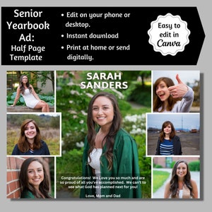 May include: A graduation announcement for Sarah Sanders with a collage of photos. The announcement includes the text "Congratulations! We Love you so much and are so proud of all you've accomplished. We can't to see what God has planned next for you! Love, Mom and Dad."
