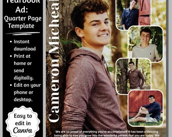 Senior Yearbook Ad, Quarter Page Senior Yearbook Ad, Senior Tribute Ad, Editable Yearbook Ad, 1/4 Page Yearbook Template, Yearbook Ad Canva