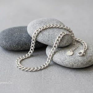 Pure Sterling Silver Curb Chain Bracelet – Minimalist 925 Silver Stackable Jewelry