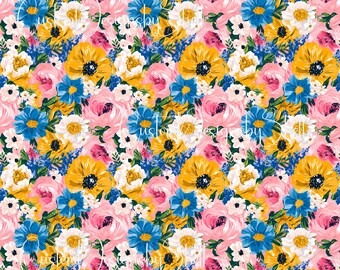 12 x 12 printed Pattern Vinyl Soft Warm Pastel blooms flowers floral pink blue Yellow Daisy Summer