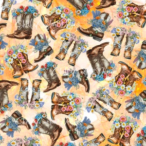12 x 12 printed Pattern Vinyl Boots Cowboy Cowgirl floral