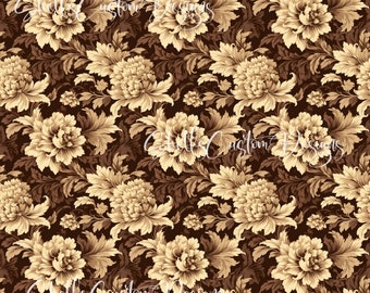 12 x 12 printed Pattern Vinyl Brown Floral Damask
