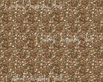 12x12 Printed Adhesive Vinyl Camo Camouflage Deer Leaves Hearts Branch Branches Limbs Hearts Love Woods Hunting