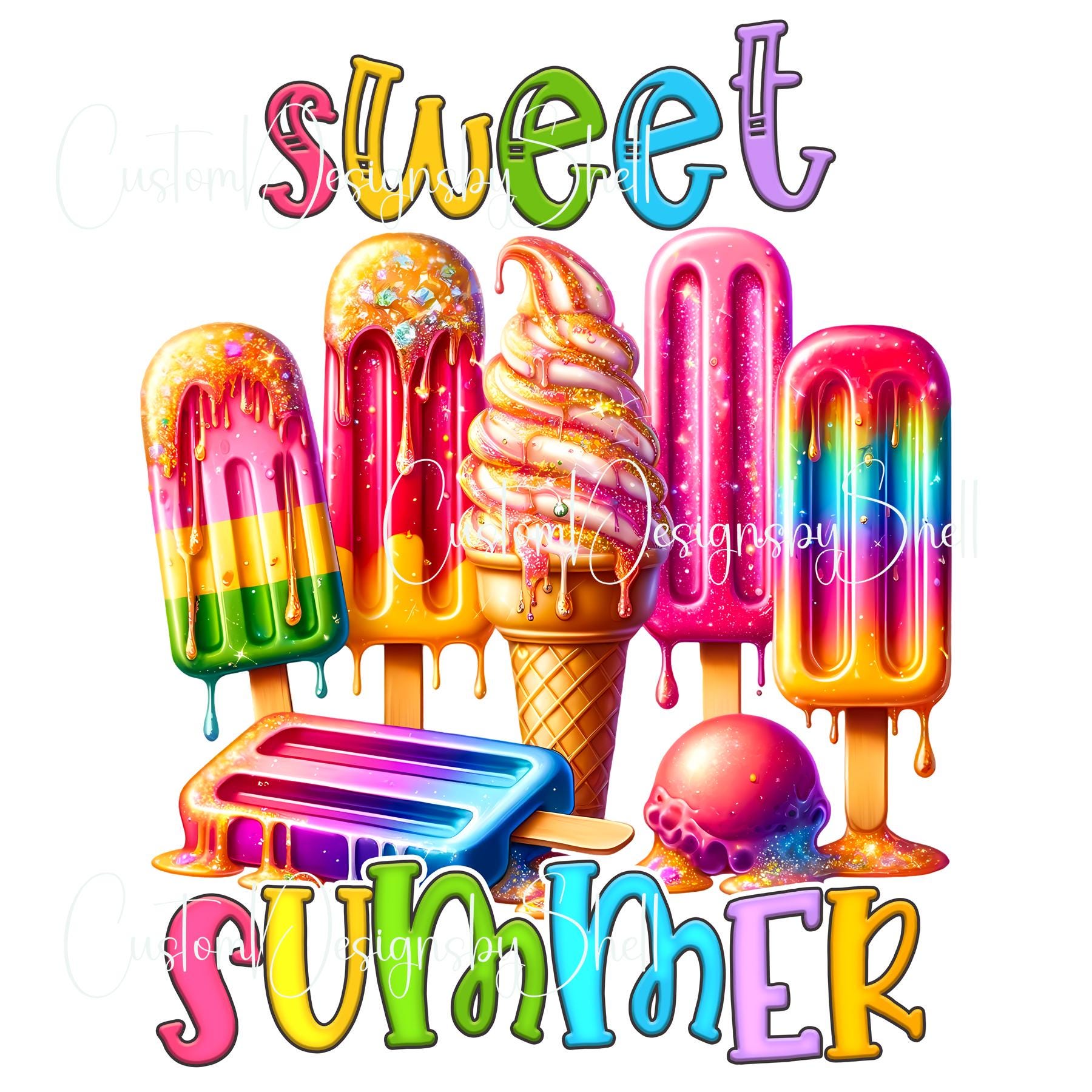 Popsicles Decal Printed Decal Vinyl Summer Popsicles Ice Cream Candy Rainbow Pink ...