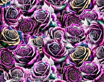 12 x 12 printed Pattern Vinyl Gray Purple Roses Pink Green Teal Black