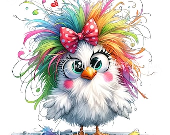 Printed decal Vinyl Sticker Chickens Hens Fun Fluffy