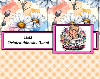 Pattern Vinyl printed vinyl 12x12 Daisy Daisies White Purple Spring Summer Blue Pink Yellow