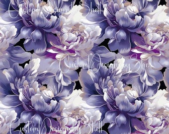 12x12 Printed Adhesive Vinyl Purple Peony Floral Flowers