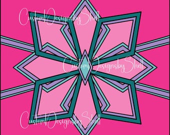 Geometriska blommiga diamanter blommiga tumblermall SVG-klippfil