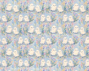 12 x 12 printed Pattern Vinyl Fall Summer Ghosts Halloween Floral Flowers Blue
