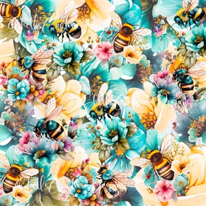 12 x 12 printed Pattern Vinyl Rainbow Bee&#39;s flowers