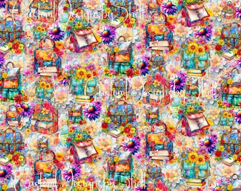 Pattern Vinyl printed vinyl Backpack Suitcase Travel School Floral Bookbag
