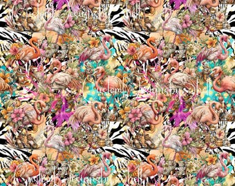 12 x 12 printed Pattern Wild Flamingos Shoes Zebra Floral Pink Teal Coral
