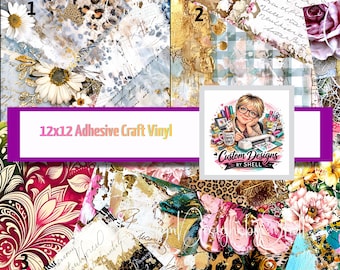 12x12 printed vinyl Crazy Scrap Journal Cheetah Floral