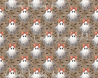 12 x 12 printed Pattern Vinyl Ghosts Coral Purple Bats Cream Tan Brown Coquet Floral Cobwebs