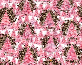 12x12 Printed Vinyl Pink Pine tree forest leopard Cheetah