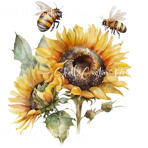 Printed decal Vinyl Sunflowers Bee&#39;s