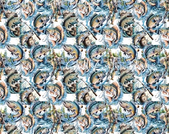 12 x 12 printed Pattern Vinyl Fish Fishing trout