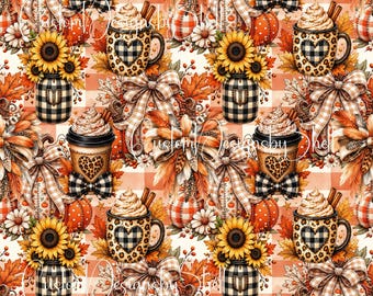 12 x 12 Printed Adhesive Pattern Vinyl Fall Coffee Sunflower Printed Leopard Buffalo Plaid Pumpkins Autumn Farmhouse Tumbler Craft